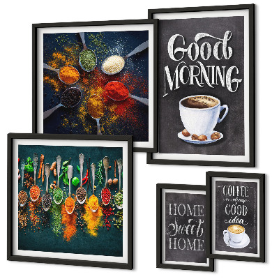 Lot de tableaux encadrés Idées café pour les amateurs de café