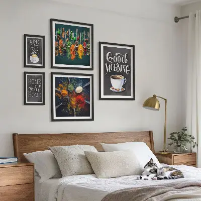 Lot de tableaux encadrés motifs sur le thème du café pour les amateurs