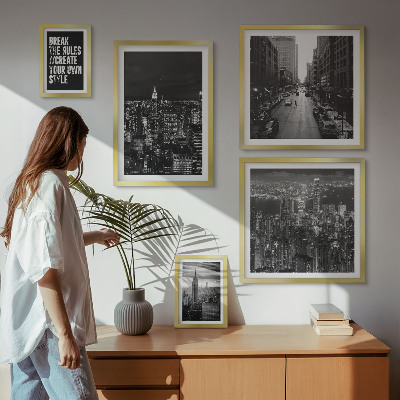 Ensemble de 5 tableaux Vues en noir et blanc de New York