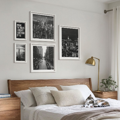 Ensemble de 5 tableaux Vues en noir et blanc de New York