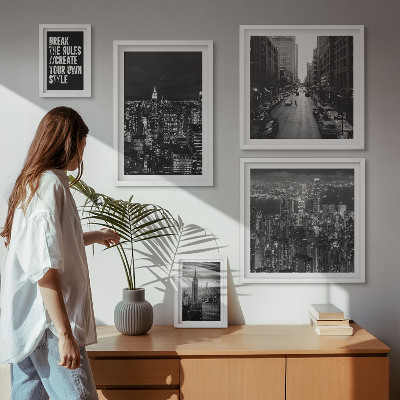 Ensemble de 5 tableaux Vues en noir et blanc de New York