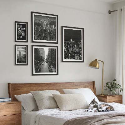 Ensemble de 5 tableaux Vues en noir et blanc de New York