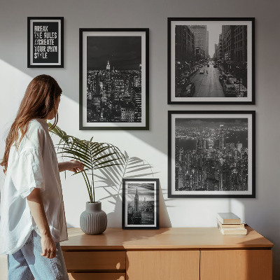 Ensemble de 5 tableaux Vues en noir et blanc de New York