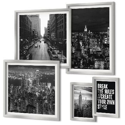 Ensemble de 5 tableaux Vues en noir et blanc de New York
