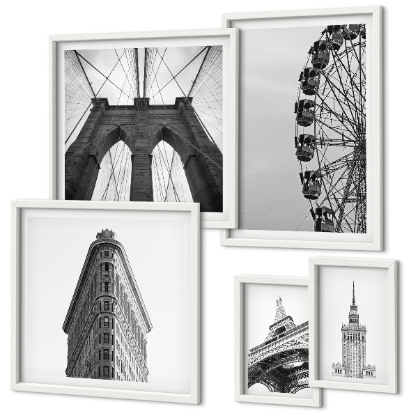 Tableau de décoration murale Architecture métropolitaine en noir et blanc