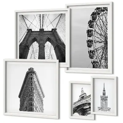 Tableau de décoration murale représentant une architecture métropolitaine en noir et blanc