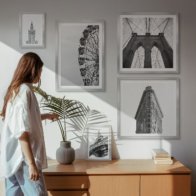 Tableau de décoration murale Architecture métropolitaine en noir et blanc