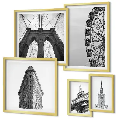 Tableau de décoration murale représentant une architecture métropolitaine en noir et blanc