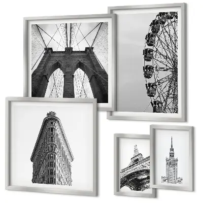 Tableau de décoration murale représentant une architecture métropolitaine en noir et blanc