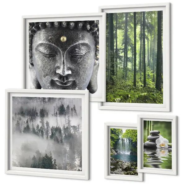 Lot de tableaux encadrés avec des thèmes zen relaxants liés à la nature