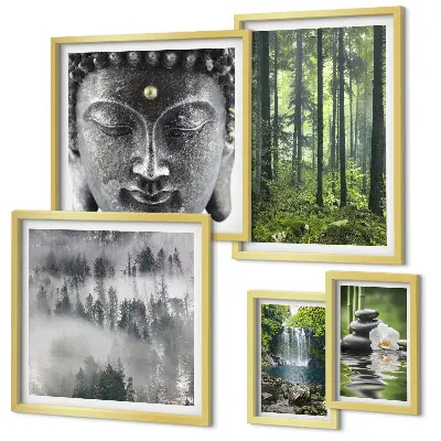 Lot de tableaux encadrés avec des thèmes zen relaxants liés à la nature