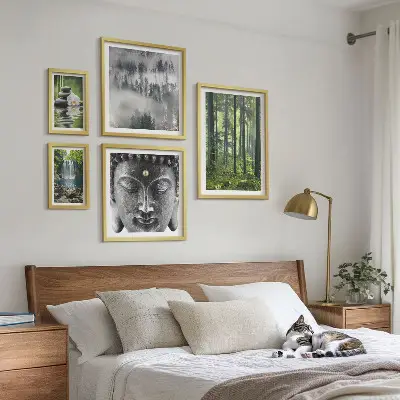 Lot de tableaux encadrés avec des thèmes zen relaxants liés à la nature