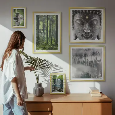 Lot de tableaux encadrés avec des thèmes zen relaxants liés à la nature