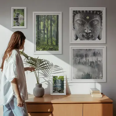 Lot de tableaux encadrés avec des thèmes zen relaxants liés à la nature