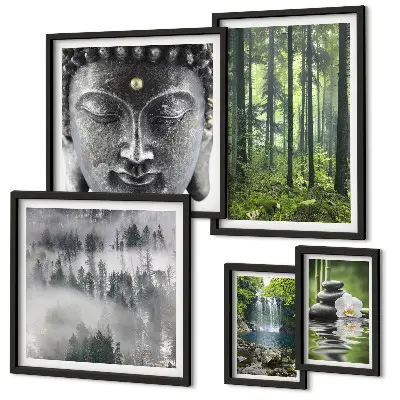 Lot de tableaux encadrés avec des thèmes zen relaxants liés à la nature