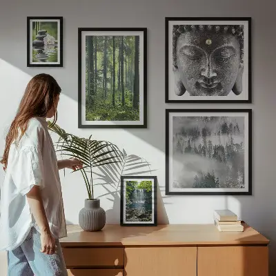 Lot de tableaux encadrés avec des thèmes zen relaxants liés à la nature