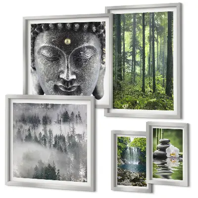 Lot de tableaux encadrés avec des thèmes zen relaxants liés à la nature