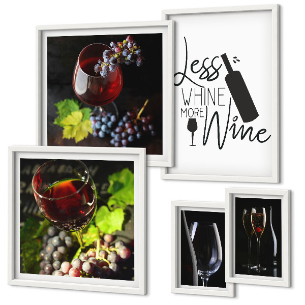 Ensemble de 5 tableaux Vins et accessoires élégants