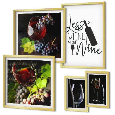 Ensemble de 5 tableaux Vins et accessoires élégants