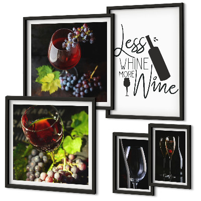 Ensemble de 5 tableaux Vins et accessoires élégants