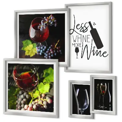 Ensemble de 5 tableaux représentant des vins et accessoires élégants