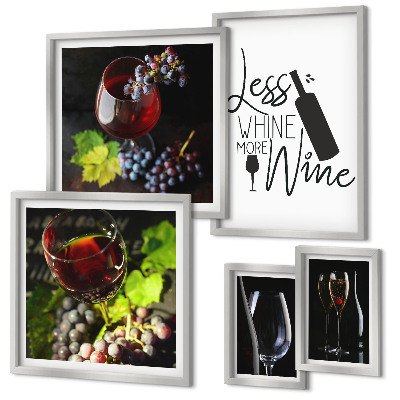 Ensemble de 5 tableaux Vins et accessoires élégants