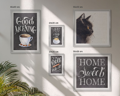 Ensemble de 5 tableaux Slogans positifs sur les chats dans le café