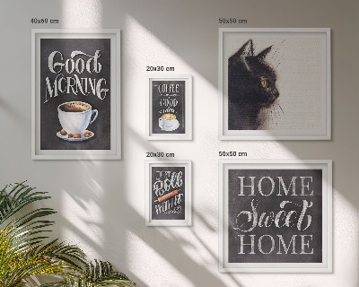 Ensemble de 5 tableaux Slogans positifs sur les chats dans le café