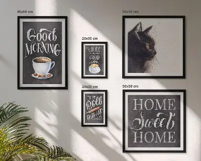 Ensemble de 5 tableaux à slogans positifs sur les chats dans un café