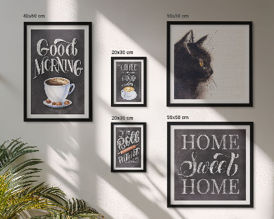 Ensemble de 5 tableaux Slogans positifs sur les chats dans le café