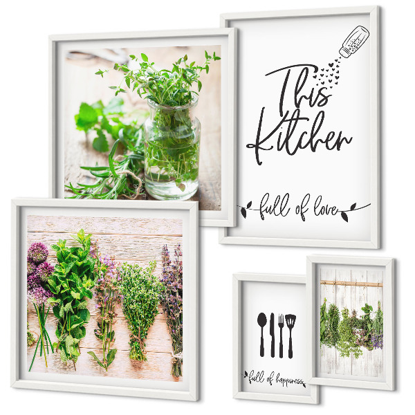 Tableau de décoration murale Herbes aromatiques et cuisine