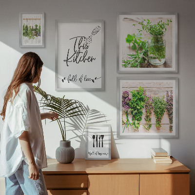 Tableau de décoration murale Herbes aromatiques et cuisine