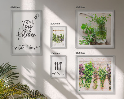 Tableau de décoration murale Herbes aromatiques et cuisine