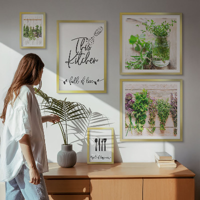 Tableau de décoration murale Herbes aromatiques et cuisine