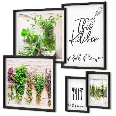 Tableau de décoration murale Herbes aromatiques et cuisine