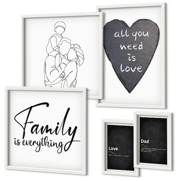 Lot de tableaux encadrés Valeurs familiales, amour, proximité