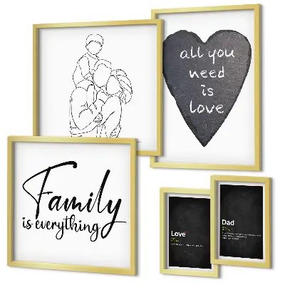 Lot de tableaux encadrés sur le thème des valeurs familiales, de l'amour et de la proximité