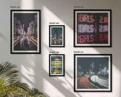 Ensemble de 5 tableaux Ville moderne la nuit, néons