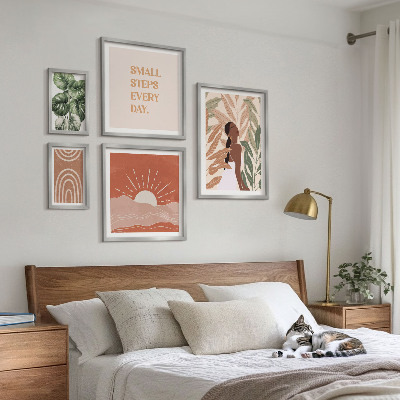 Ensemble de 5 tableaux Motifs végétaux de style bohème