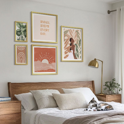 Ensemble de 5 tableaux Motifs végétaux de style bohème