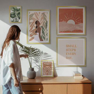 Ensemble de 5 tableaux Motifs végétaux de style bohème
