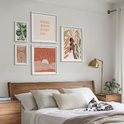 Ensemble de 5 tableaux Motifs végétaux de style bohème