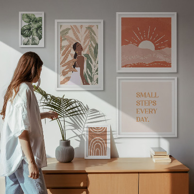Ensemble de 5 tableaux Motifs végétaux de style bohème