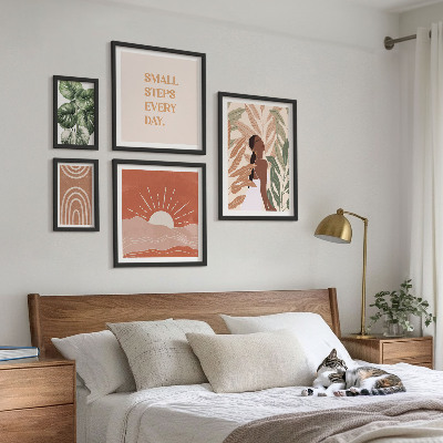 Ensemble de 5 tableaux Motifs végétaux de style bohème