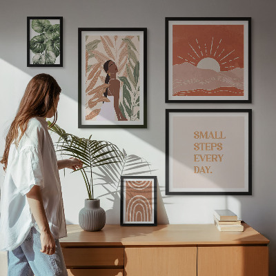 Ensemble de 5 tableaux Motifs végétaux de style bohème