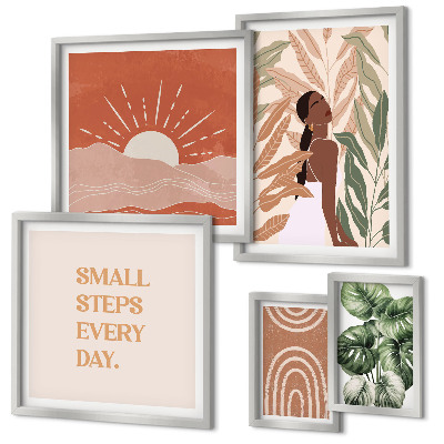 Ensemble de 5 tableaux Motifs végétaux de style bohème