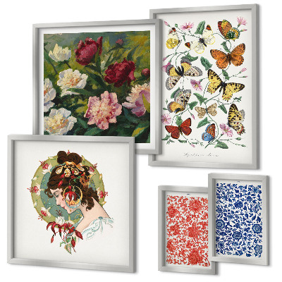 Tableau de décoration murale Fleurs, papillons, décorations vintage