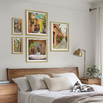 Lot de tableaux encadrés Les charmantes rues verdoyantes de la ville