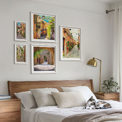 Lot de tableaux encadrés Les charmantes rues verdoyantes de la ville