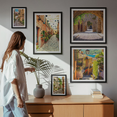 Lot de tableaux encadrés Les charmantes rues verdoyantes de la ville